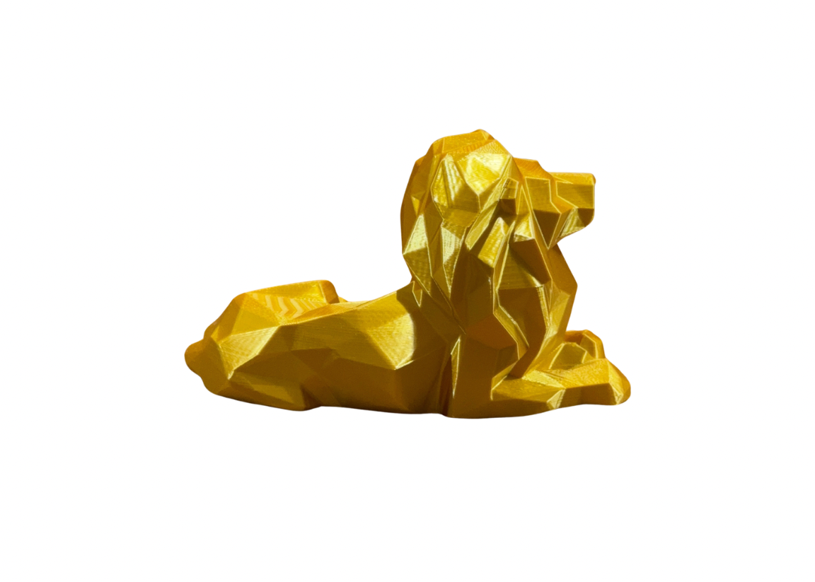 Golden Guardian Lion – 3D Printed Crystal-Style Display Sculpture (Gold Edition)