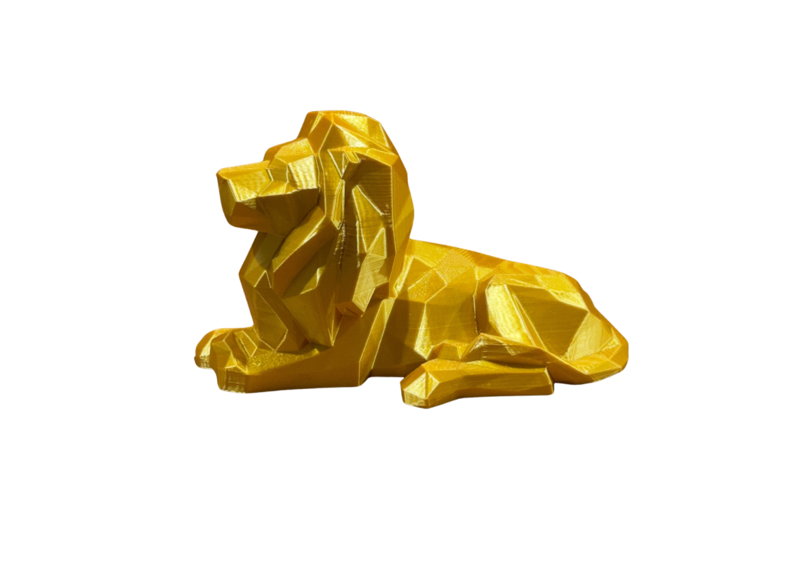 Golden Guardian Lion – 3D Printed Crystal-Style Display Sculpture (Gold Edition)