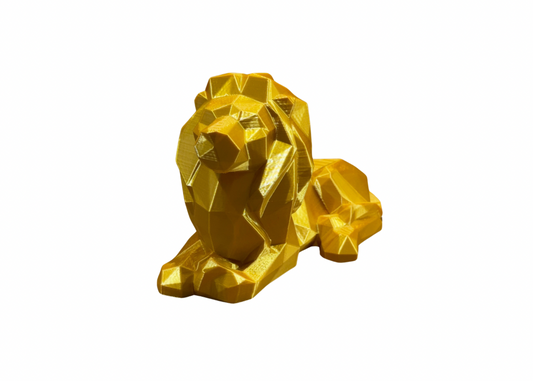 Golden Guardian Lion – 3D Printed Crystal-Style Display Sculpture (Gold Edition)