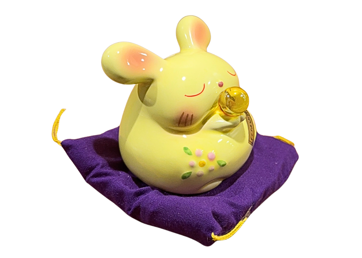 Japanese Ceramic Yellow Bunny Piggy Bank