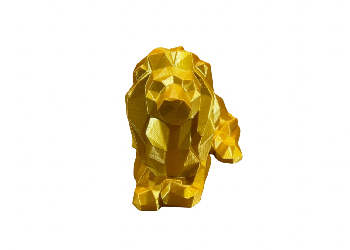 Golden Guardian Lion – 3D Printed Crystal-Style Display Sculpture (Gold Edition)