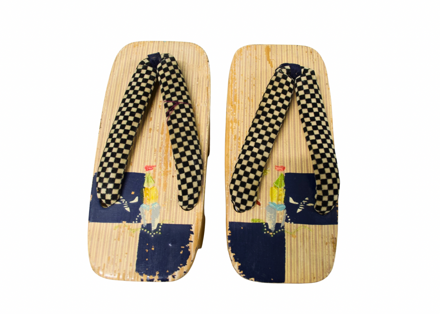 Vintage Japanese Wooden Geta Sandals for Kids – Blue & Red Handcrafted Designs