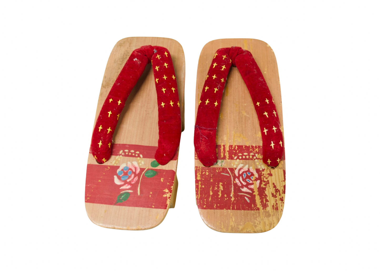 Vintage Japanese Wooden Geta Sandals for Kids – Blue & Red Handcrafted Designs